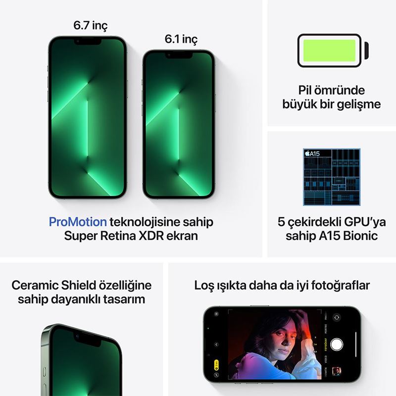 iPhone 13 Pro 128 Gb Akıllı Telefon Köknar Yeşili